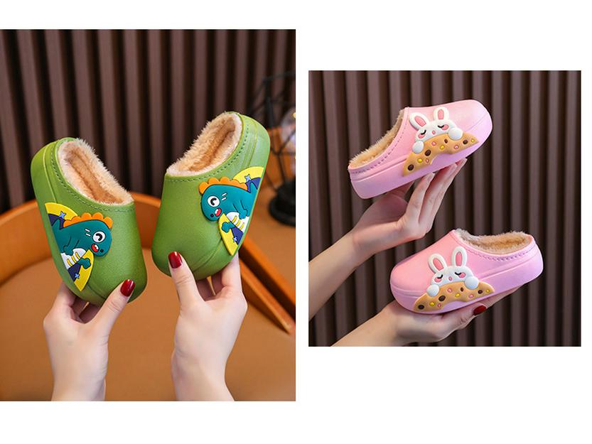 Wasserdichte Dinosaurier-Hausschuhe für Kinder - Niedliche Winter-Baumwollschuhe für drinnen für Jungen und Mädchen