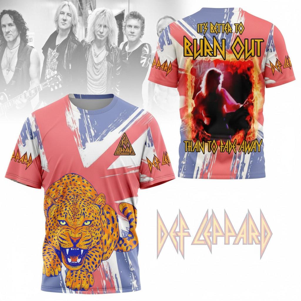 Новая 3D футболка Def Leppard It’s Better To Burn Out S-5XL 2F996 L