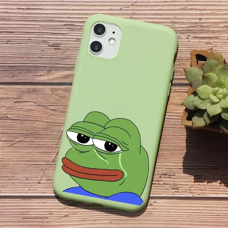 Funny Cartoon Frog Pepe Phone Case For iPhone 16 15 14 13 12 11 Pro Max Mini X XS XR SE 7 Plus Shockproof Protective Cover Shell