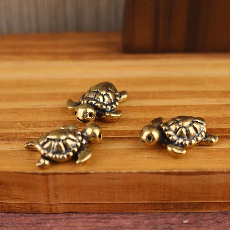 Mini Brass Cute Turtle Tea Pet Love Turtle Animal Room Decoration Copper Figurines Home & Garden Vintage Decoration