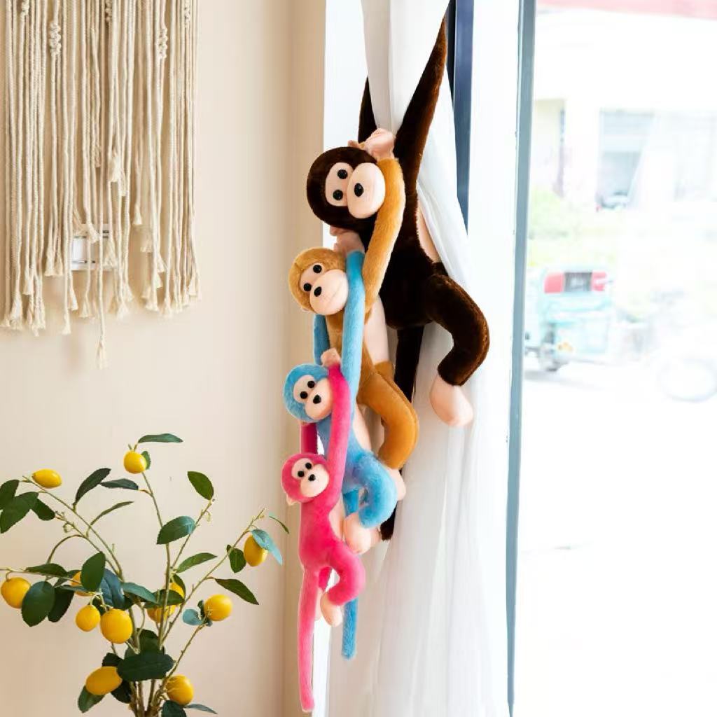 45Cmplush Monkey Toy Stuffed Animal Cute Long Arm Tail Monkey Plush Toy Long Hands Monkey Mascot Room Curtain Decor Kids Toys
