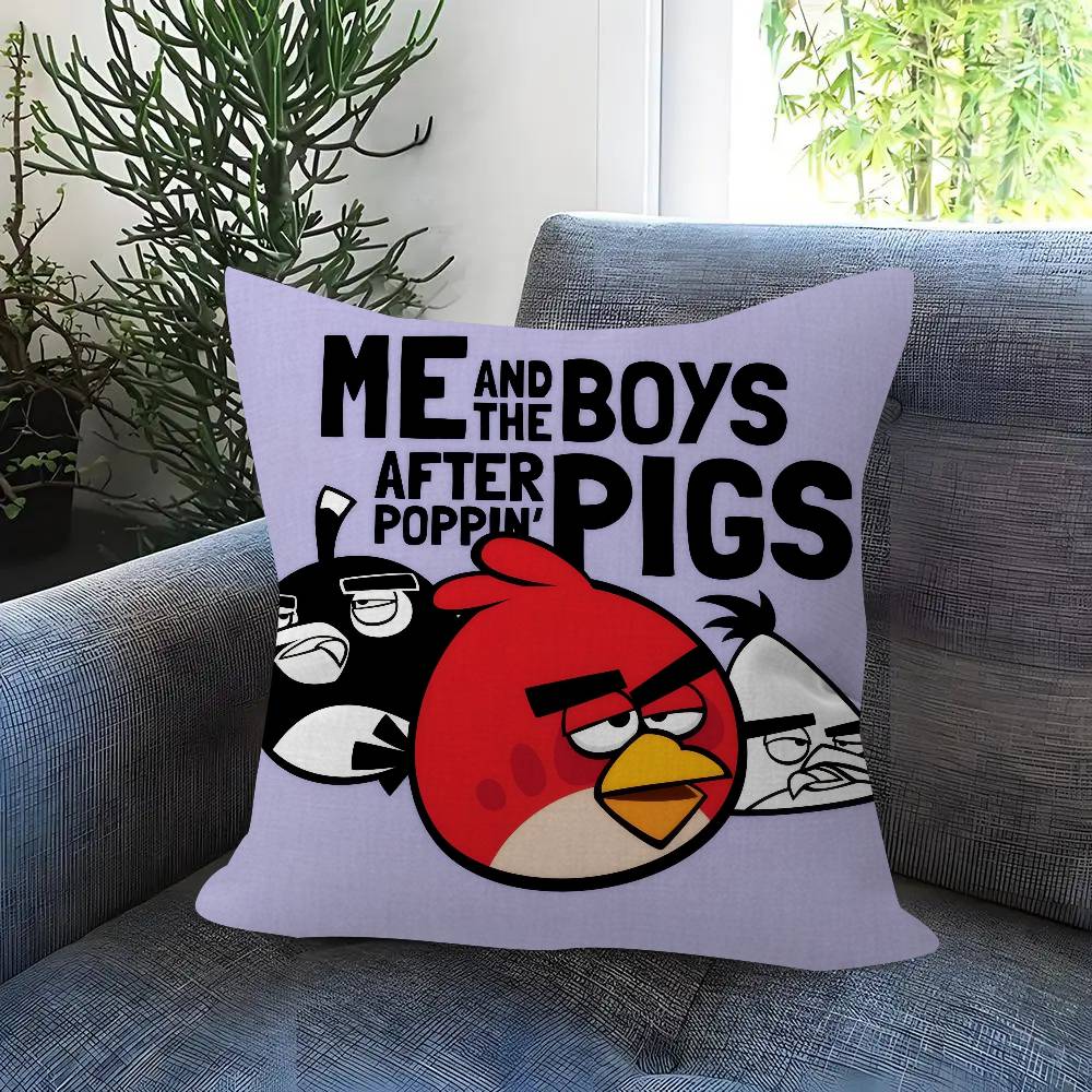 Animation A-A-Angry Birds Cartoon Cushion Cover Inches Farmhouse Decor Home Throw Pillow Covers For Couch Decorations