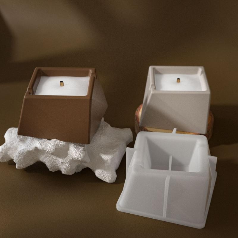 Multipurpose Silicone Faceted Square Planter Mold Geometric Candle Holder Resin Organiser Mould Storage Container Mold