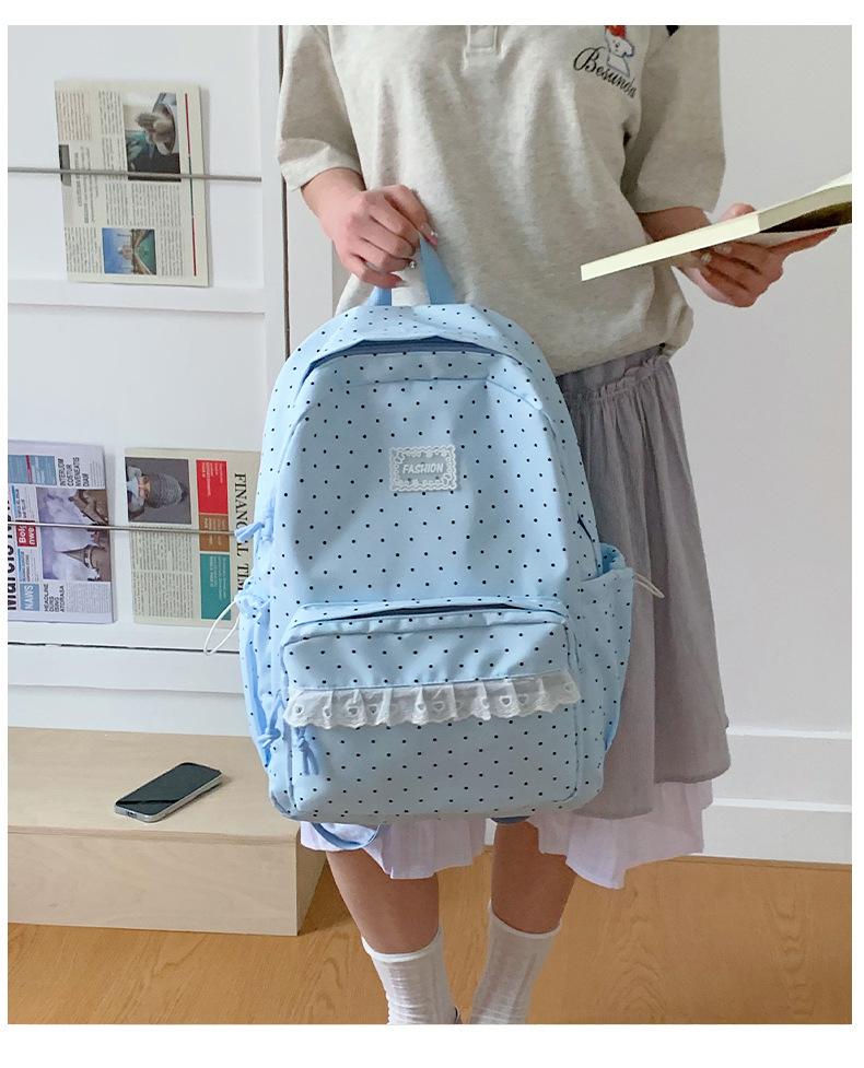 Schoolbag Niche High-value Design Lace Backpack Primary School Bag Women's 1011 New Large-capacity Versatile Backpack