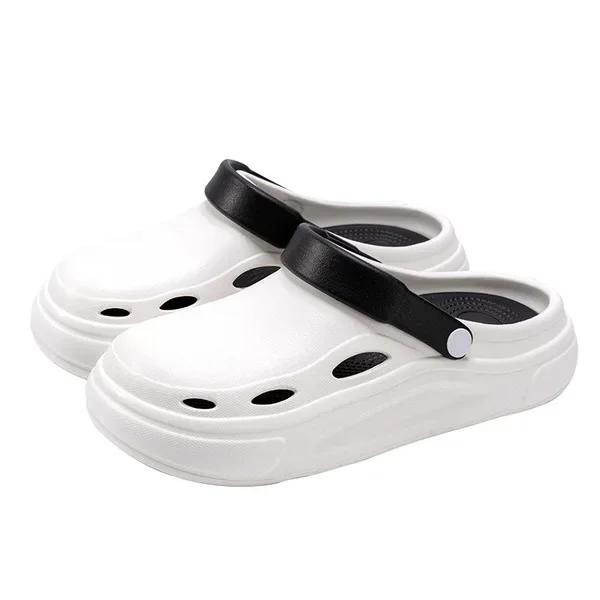 

Модные летние мужские сандалии тапочки модные туфли из ЭВА с толстой подошвой нескользящие тапочки Baotou уличные пляжные женские шлепанцы садовая обувь 44-45 чёрный