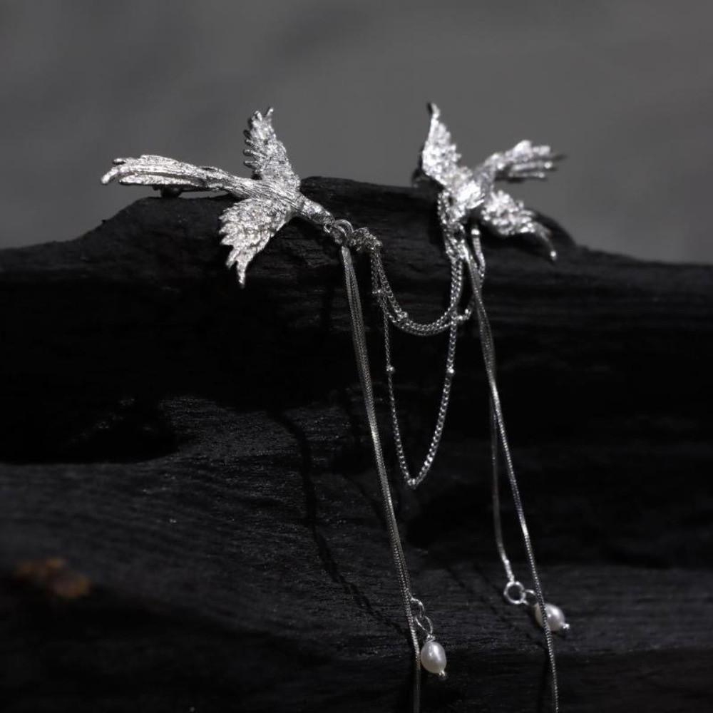 Pearl Accents Phoenix Brooch Delicate Design Animal Brooch Bird Lapel Pins  Women Fashion