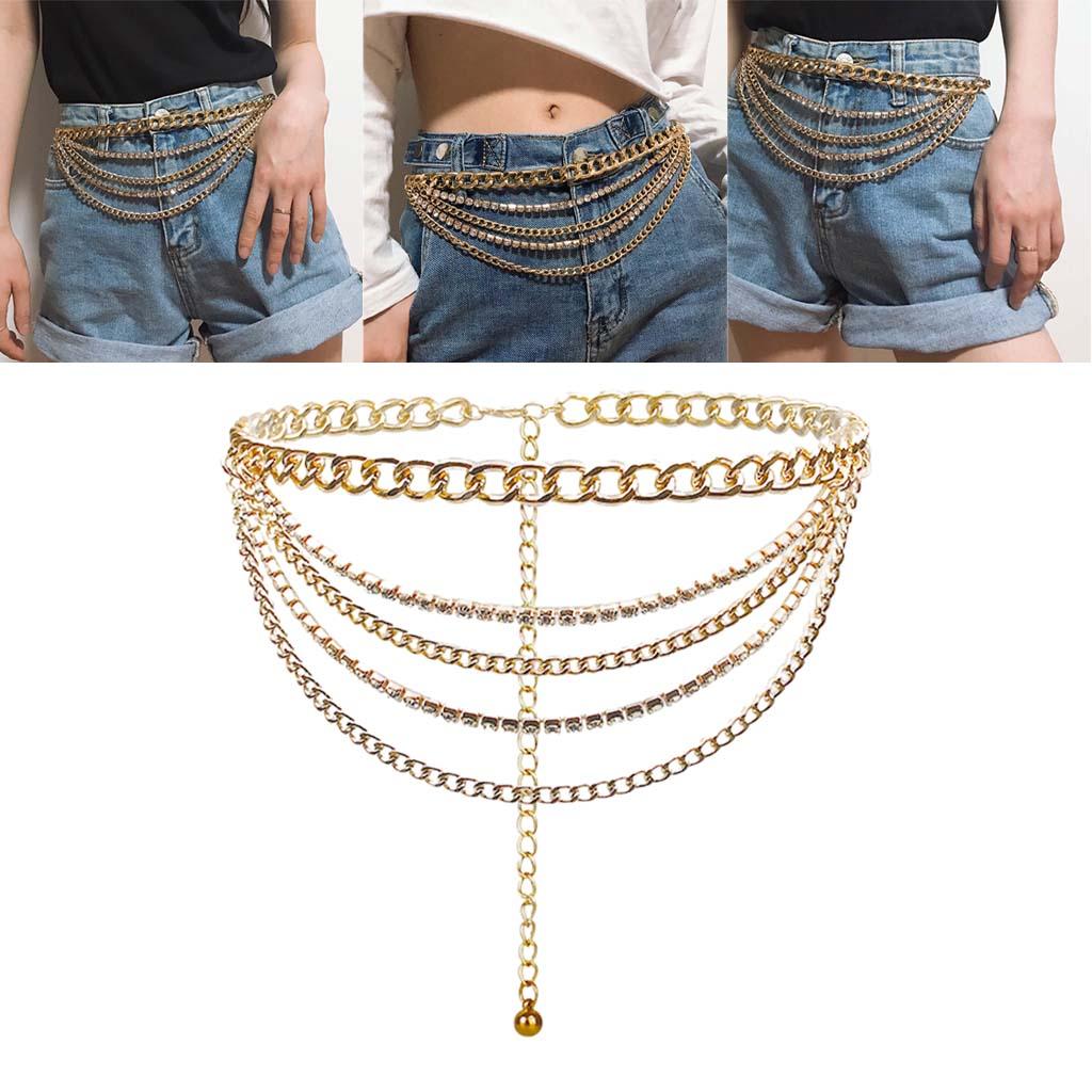 Layered Tassel Waist Belt Jeans Trousers Outfits Body for Teenagers Adults Party Photography
