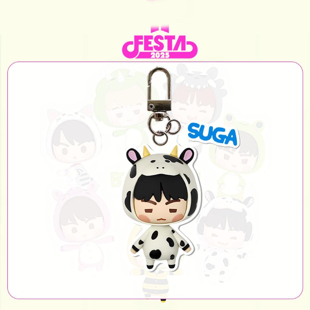 BTS 2025 FESTA Animal Costume Cartoon Acrylic Keychain, Bangtan Boys Cute Cartoon Keyring with Member Name Tag, Kpop ARMY Fans Bag Charm