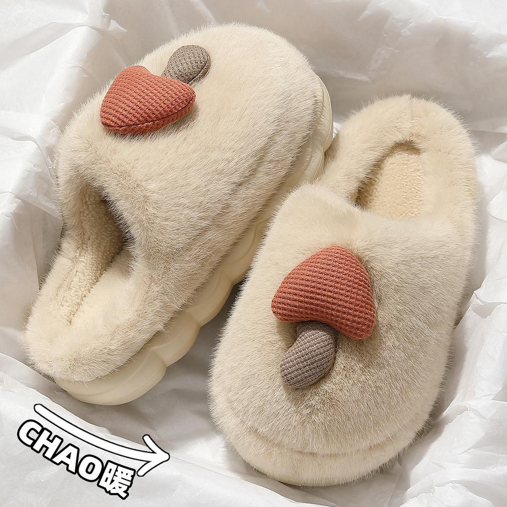 Cotton slippers winter new home indoor thick bottom plush warm fluffy slippers autumn and winter