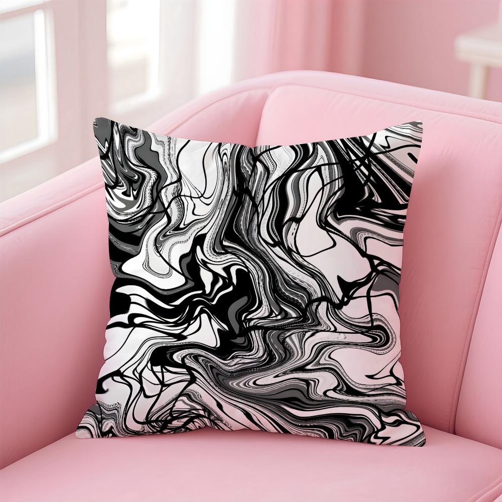 BBlack and White Patterns Cushion Cover Pillow Case Soft Friendly Fabric Concealed Zipper