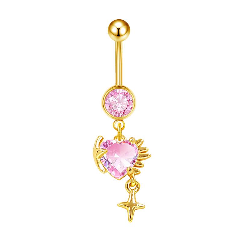 Heart-Shaped Water Drop Navel Ring - Trendy European & American Style