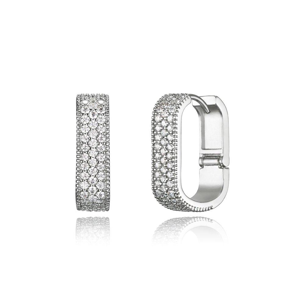 Silver Oversized One-Touch Fine Earrings Gisvee124
