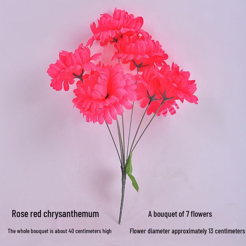 Qingming-Fest Chrysanthemenstrauß: 7-Kopf Seidenblumen Friedhofsgesteck für die Grabpflege