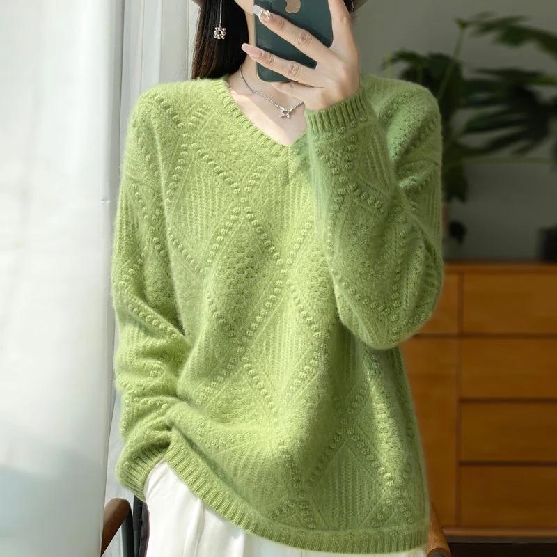 Sweater for Women Autumn Winter Thickened Pullover Warm Knitted Striped Crew Neck Base Layer Stretchy Long Sleeve Oversize Jumper Tops