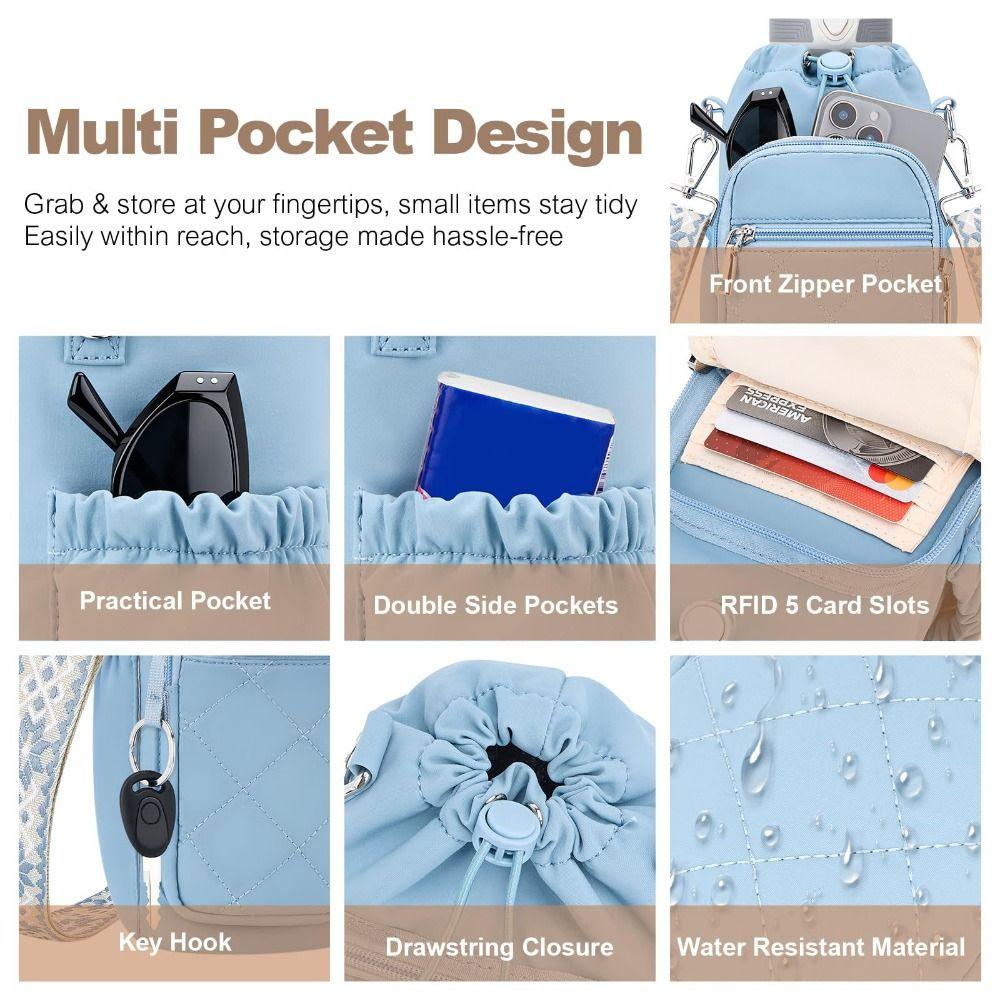 Large Capacity Water Bottle Holder RFID Blocking Mobile Phone Bag New Sling Purses  Gym Accessories
