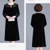 Autumn Winter Women's Gold Velvet Dress Crew Neck Plus Size Dress Long Dresses