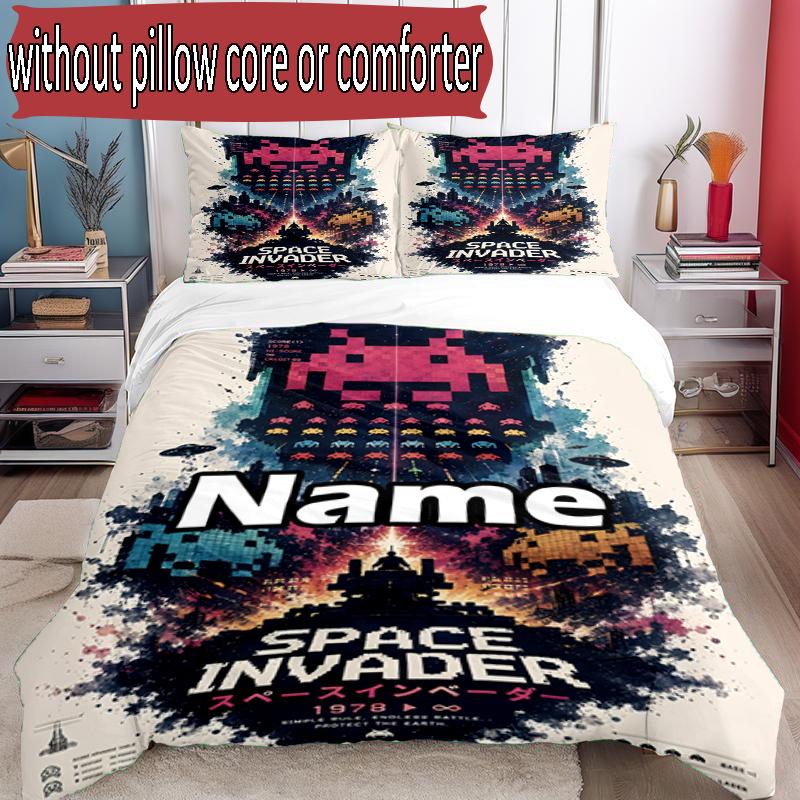 3pcs Duvet Cover Set (1*Duvet Cover + 2*Pillowcase, Without Core), Custom Name PAC Pattern Bedding Set, Home Bedroom Decor Gift