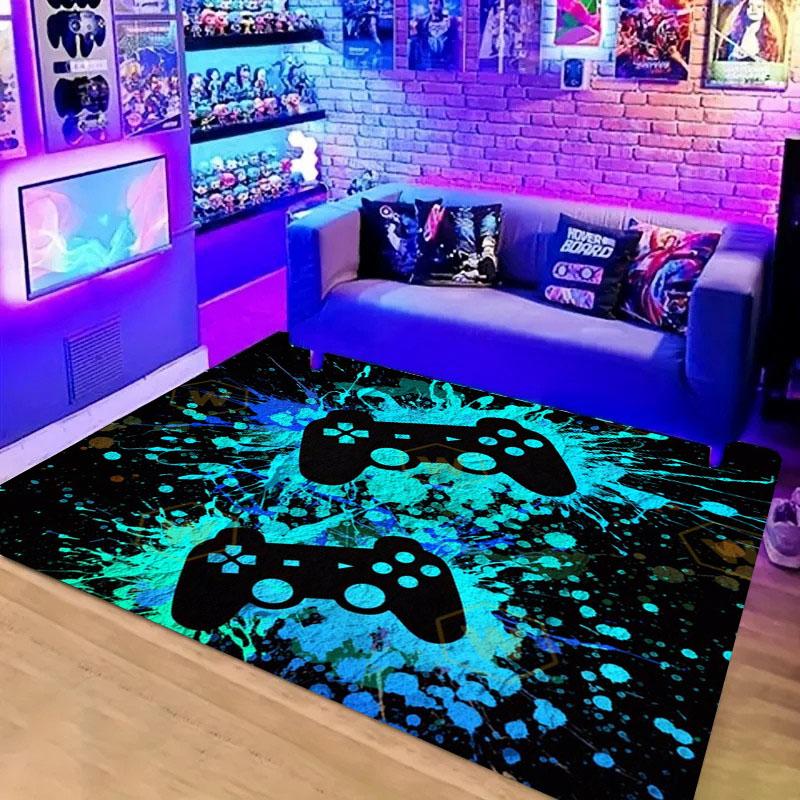 Alfombras HD para Área de Hogar para Gamers con Diseño de Mando de Juego, Alfombras de Piso Antideslizantes para Niños, Alfombra para Decoración Sala de Estar, Dormitorio, Salas de Juego, Cocina