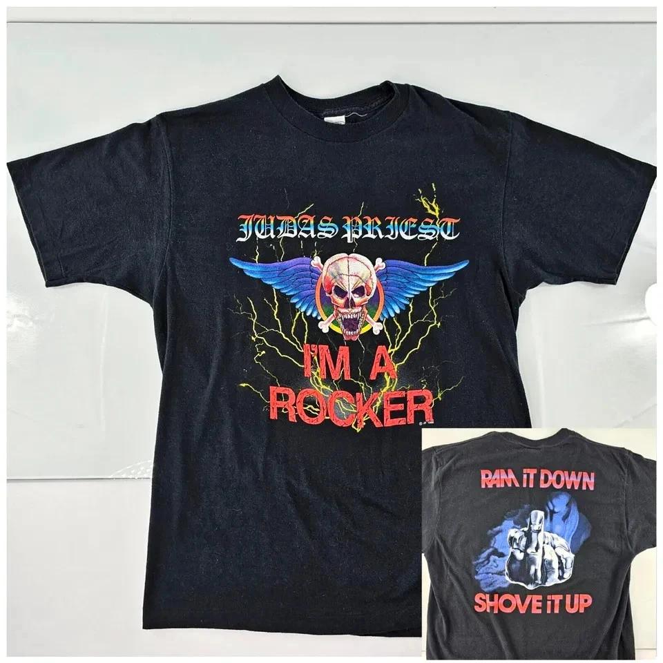 Vintage JUDAS PRIEST T-Shirt Mens XL Band I m A Rocker Ram It Down 1988 S