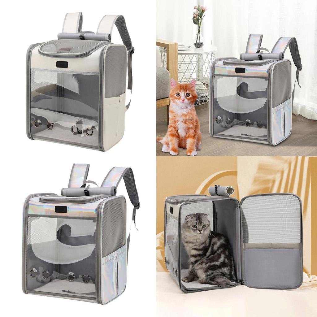 Portable Pet Cat Carrier Backpack Travel Bag with Shoulder Strap Transparent Window Tote Breathable for Kitten Puppy Travel