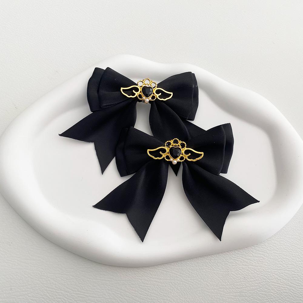 

[1 pair] lolita soaplay hair clips y2k accessories women s hair barrettes New year decor trendy flower clip gothic hair brooch чёрный