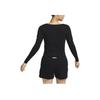 Nike Einfarbig Rundhals Casual Crop Enganliegend Langarm T-Shirt Damen Tops Schwarz FN1912-010