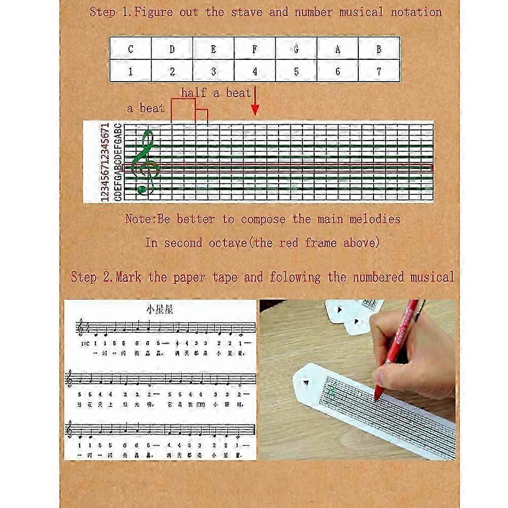 15 Tone Hand-Cranked DIY Music Box with Paper Strips Create Your Own Melodies Wooden Material 15-Note Mechanical Sound DIY Craft Music Kit for Custom-