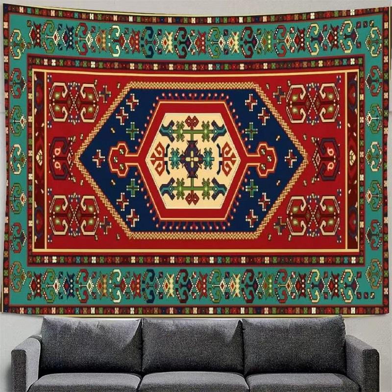 Red Moroccan Ethnic Style Print Pattern Tapestry Home Living Room Room Wall Decor Background Cloth Tapestry