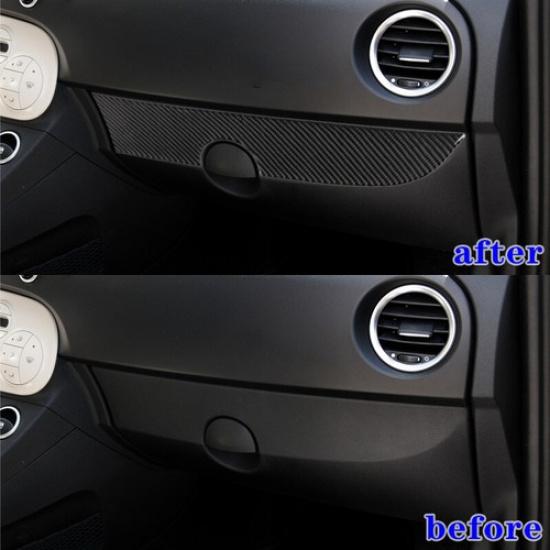 Carbon Fiber Front Right Glove Box Panel Sticker For Fiat 500 2012 2013 2014 15