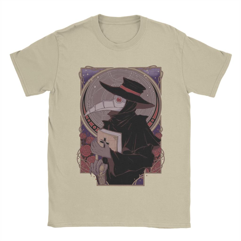 Tričko s tarotovou kartou Morový lékař Pánské Módní Bavlněná Trička Kulatý Výstřih Krátký Rukáv Trička Velká Velikost Oblečení