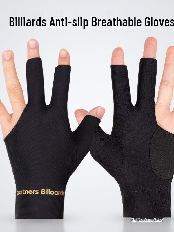 High Elastic Three-Finger Billiard Glove with Logo Print E18