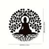 1ks Kovové nástěnné umění Strom života Buddha, Černá nástěnná dekorace Strom života, Socha Buddhy Mandala Meditace Jóga Zenová místnost Dekor