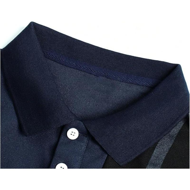 Color Blocked Men's Golf Polo Shirt with Short Sleeves, Moisture Wicking and Quick Drying Performance Casual and Fun