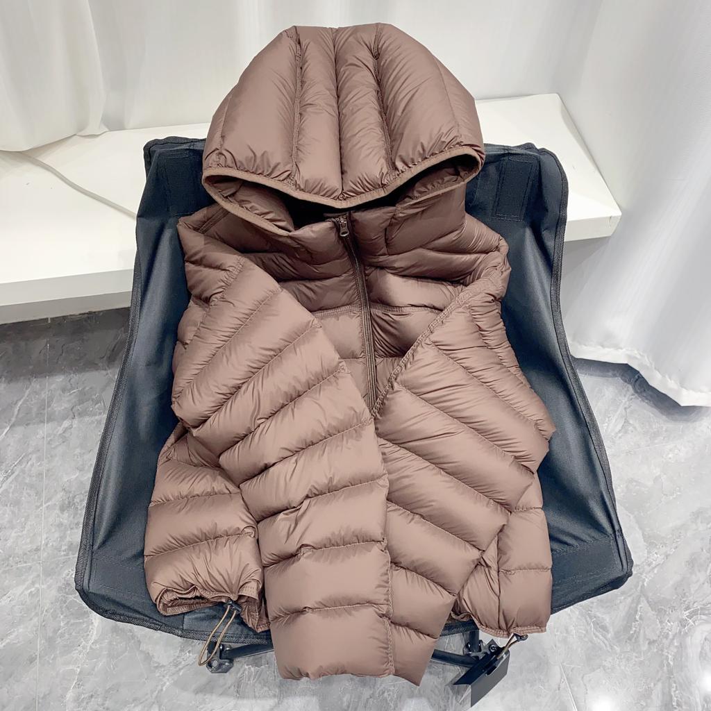 Women Winter Lightweight Down Coat Short Hooded Warm Puffer Jacket Thickened Quilted Outerwear