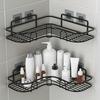 1PCS + 2 Double Hook Patch No Punching Corner Rack, Bathroom Rack, Wall Mounted Bathroom Shampoo Lotion Cosmetics Storage Rack