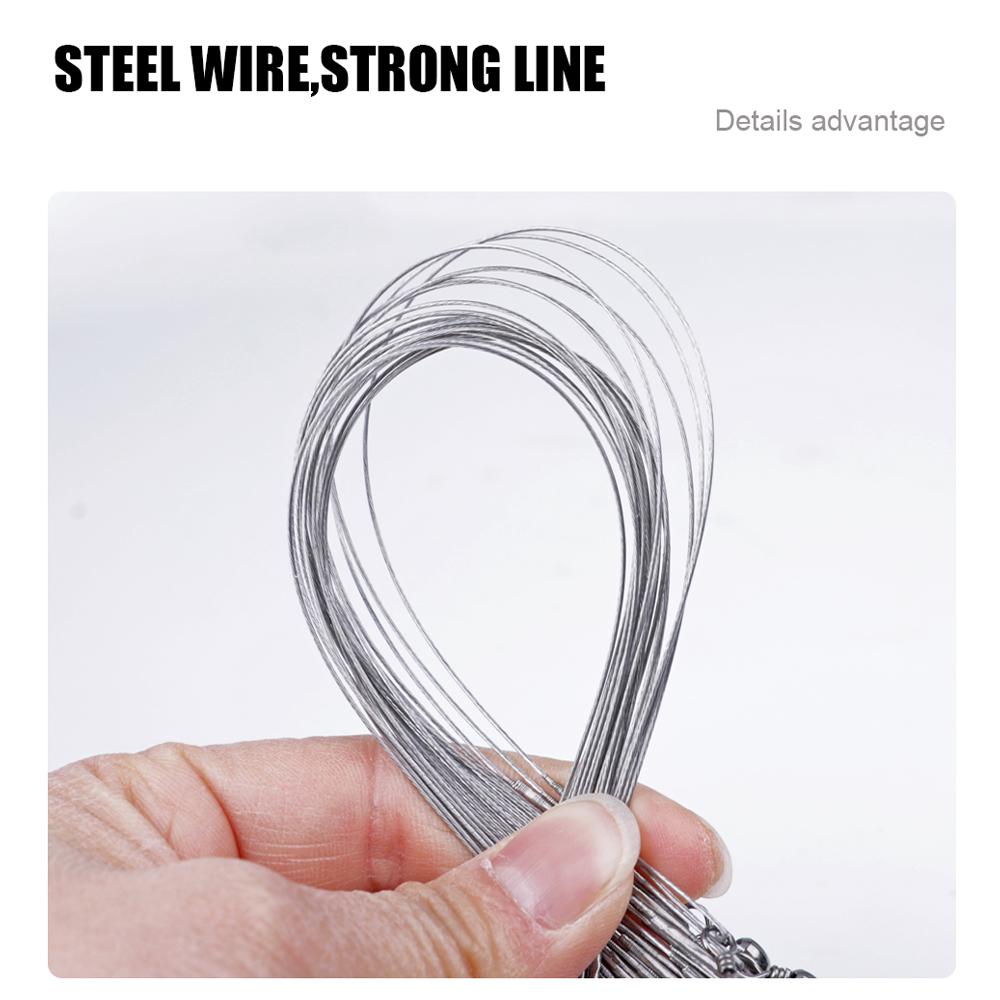 5/10pcs 15/20/25cm Anti-bite Steel Wire Leader Leashes For Fishing 50LB With Swivel Fishing Lure Accessories Pike Bass