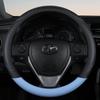 PU Leather Contrast Colour Car Steering Wheel Cover  Sweat Absorbent, Wear Resistant and Non-slip, Universal In All Seasons