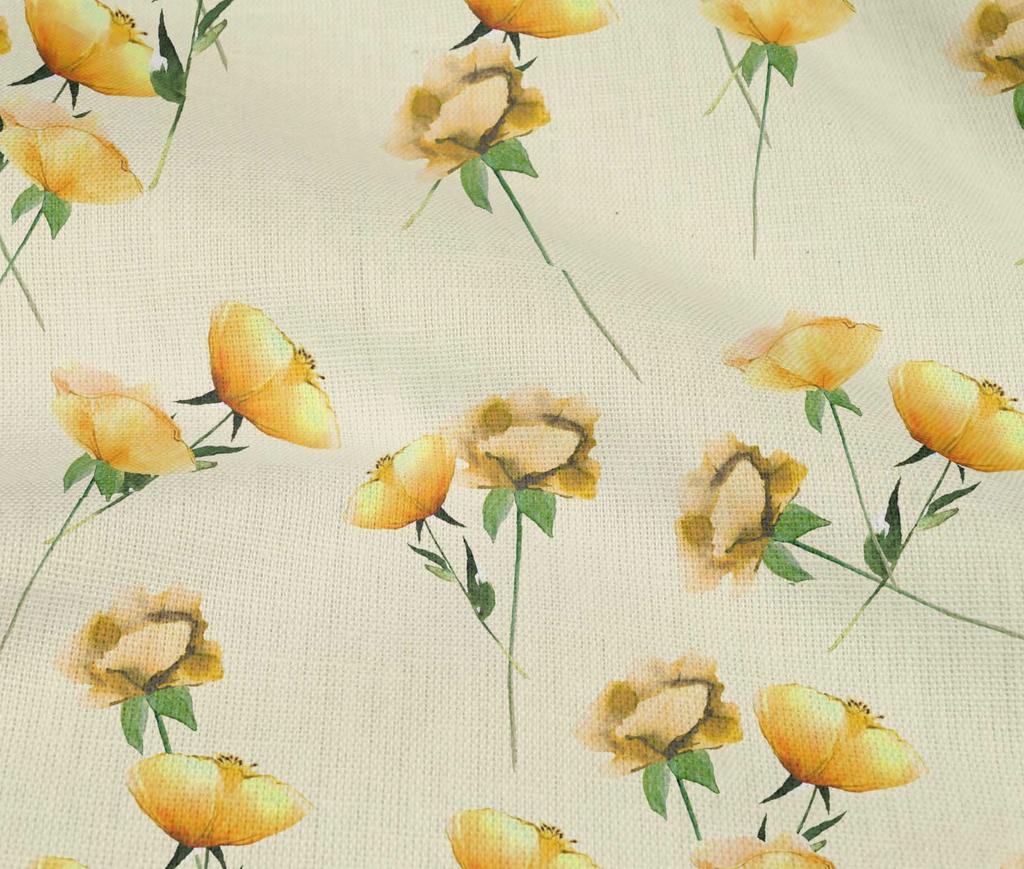 oneOone Cotton Flex Cream Fabric Flower & Leaves Watercolor Sewing Fabric By The Yard Print Diy Clothing Sewing 40 Inche