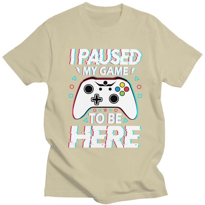Custom I Paused My Game To Be Here Tshirts for Men Short Sleeves T Shirt Cool Gamer Humor Joke Tshirt Slim Fit 100 Cotton Tees
