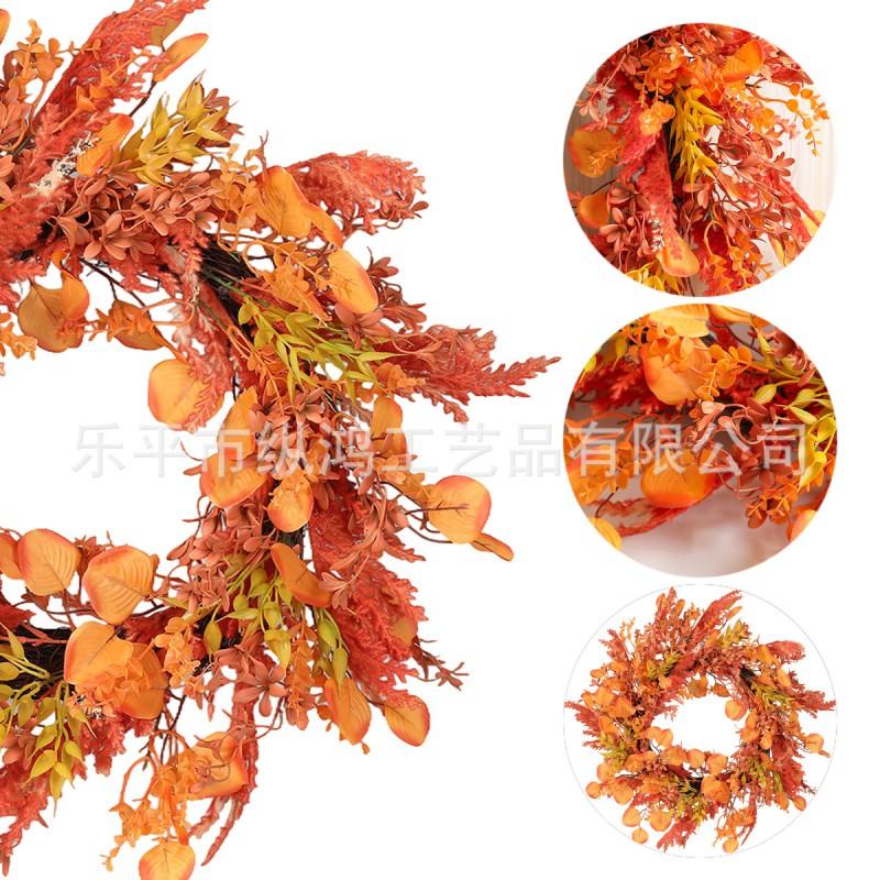 Artificial Eucalyptus Garland Door Hanging Decor Halloween Fall Harvest Festival Wreath 45cm 55cm Plastic