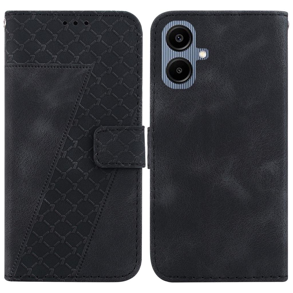 For Samsung Galaxy A07 5G Stand Case 7-Shaped Pattern Imprint Leather Phone Cover with Strap