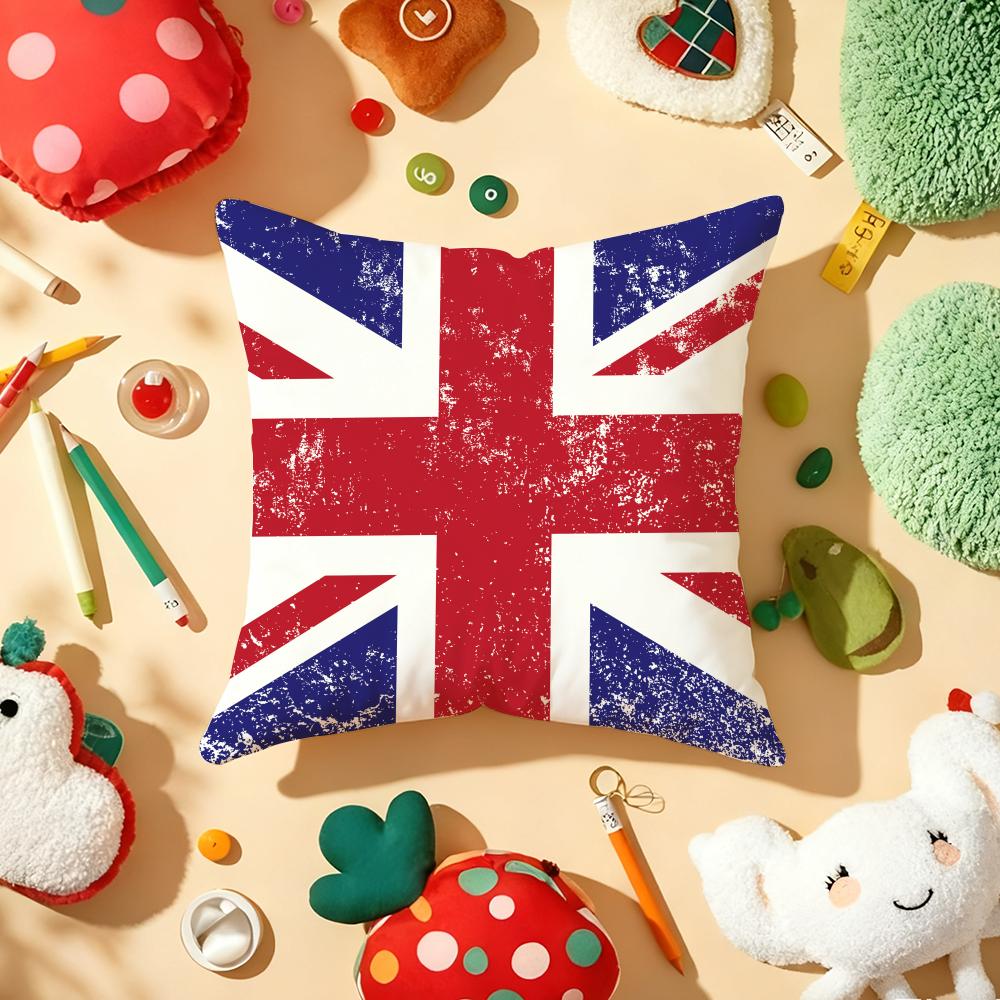 Union Jack Flag Cushion Cover Plush Fabric Soft DoubleSided Printed Sofa Warm Winter Home Gift Pillow Cover