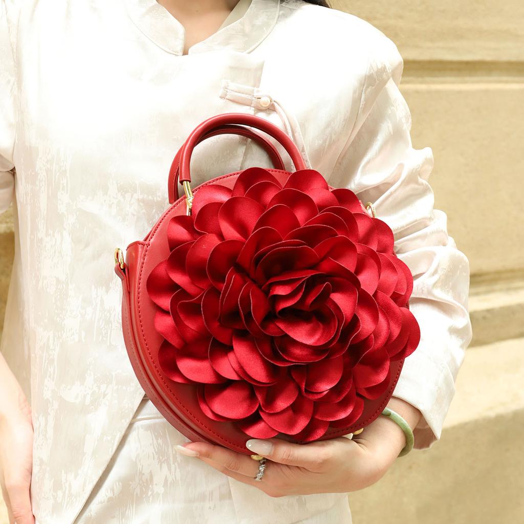 Women'S Handbag Luxury Round Flower Shoulder Bag