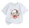 Kids Boys Girls Casual Short Sleeve O-neck 100% Cotton T-shirt Cute Chibi Nahida In Kimono Print Soft Breathable Tees For Spring Summer Daily Wear Gif