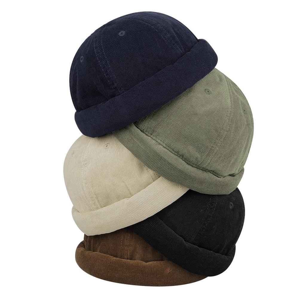 Clape Brimless Roll Retro Watch Outdoor Men's Cap, Cotton, Style, Casual, Slimming, Round, Cap, Unisex, (C-HBH01-Navy Blue)