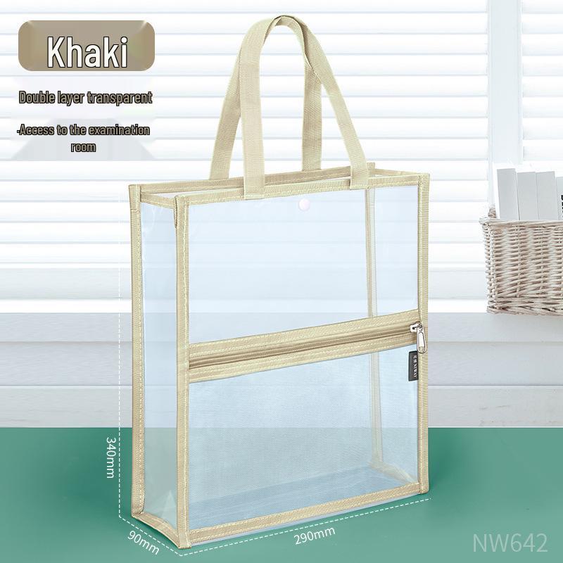 Large Capacity Transparent Double-Layer PVC Document Bag