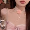 Dream Soft _ Pink Flower Necklace Women's New Pearl Clavicle Chain Premium Exaggerated Accessories
