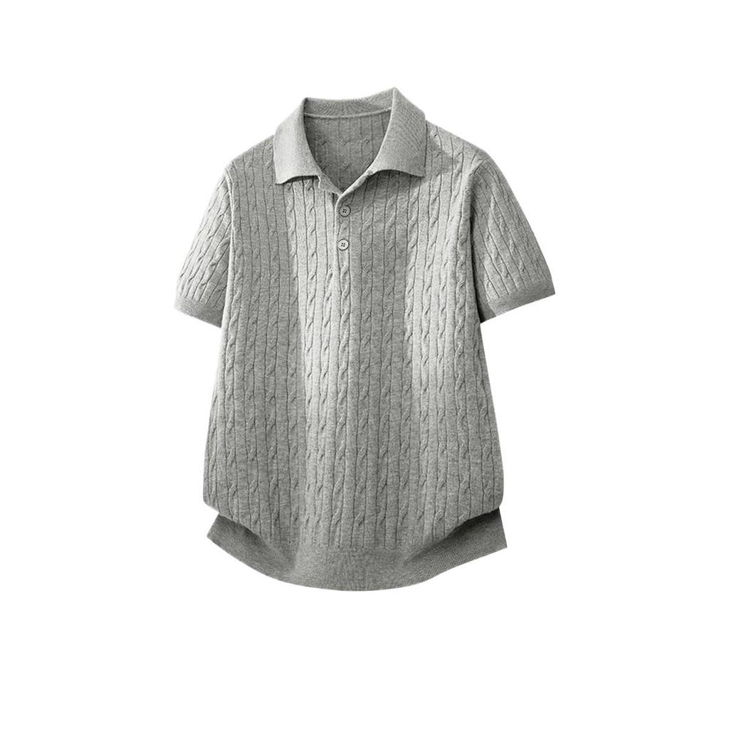 Old Money Wind Lapel Knitted POLO Shirt Short Sleeve Boys Summer Versatile Casual Loose Casual Half Sleeve