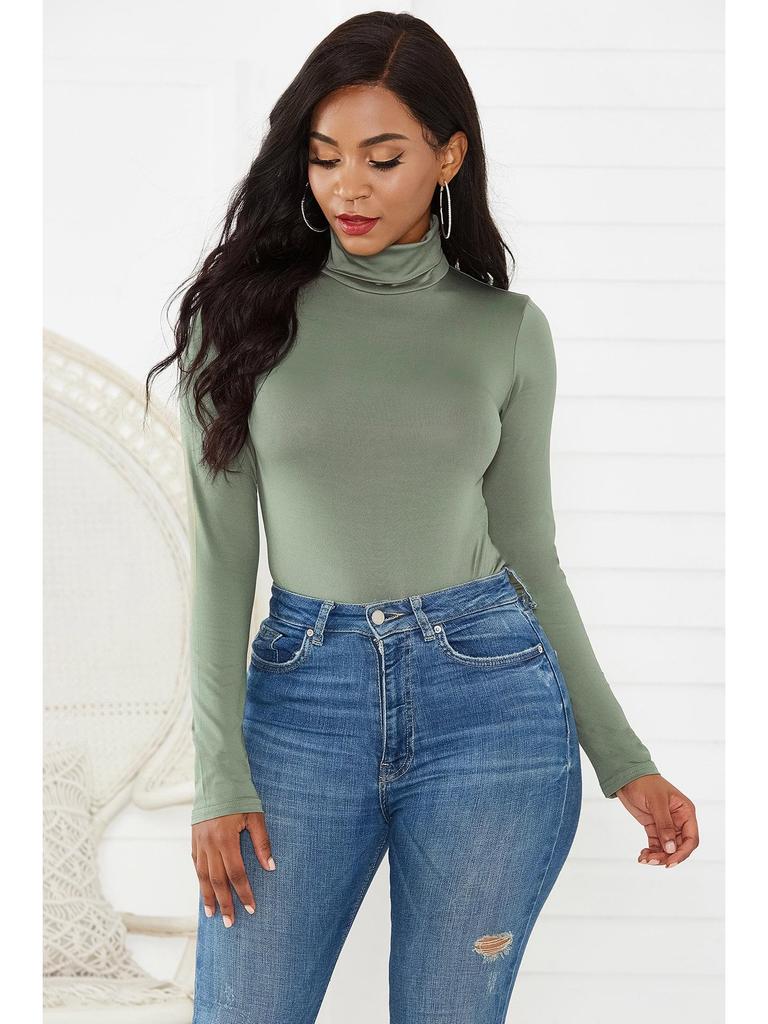 Women's Sexy Slim-Fit High Neck Bodysuit - 13 Colors, Long Sleeve, Solid Color, Winter Jumpsuit
