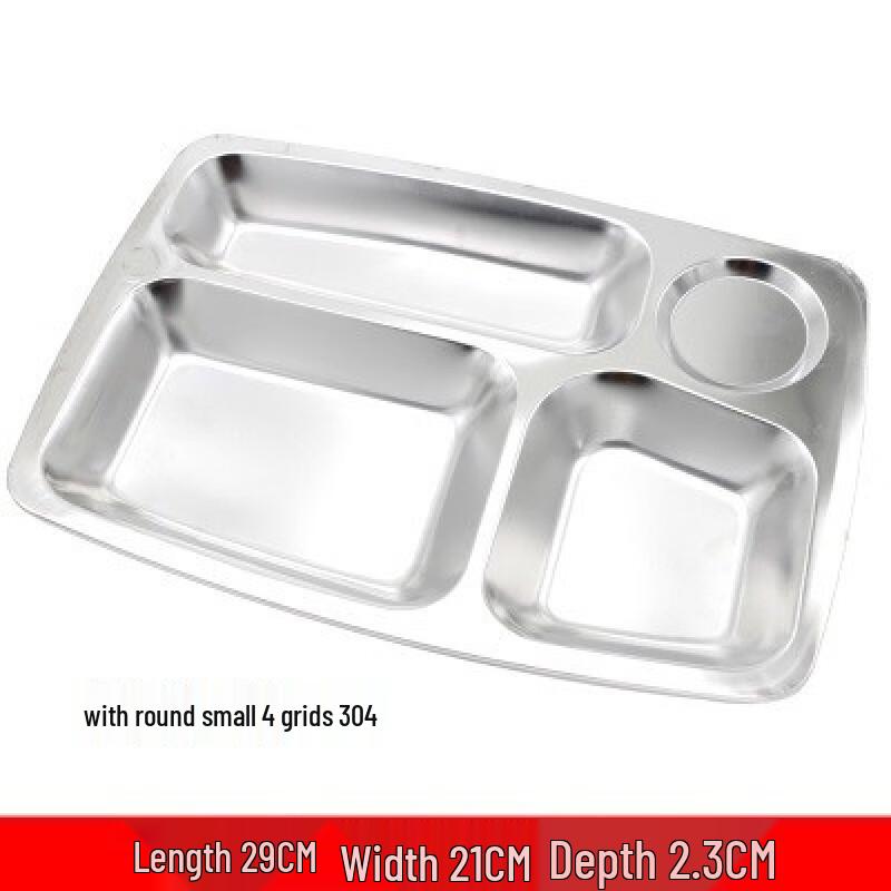 Molonana Food Grade 304 Stainless Steel 5-Compartment Round Lunch Tray